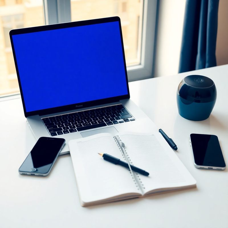 Notebook, zápisník a telefon na čistém stole